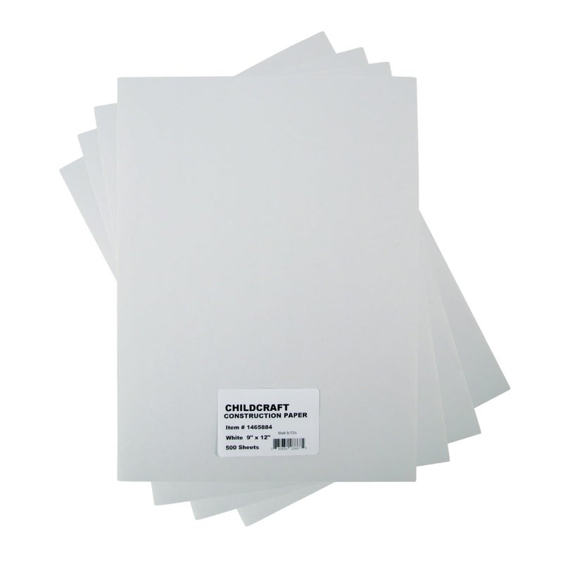 Childcraft Construction Paper, 9 x 12 Inches, White, 500 Sheets - Image 1