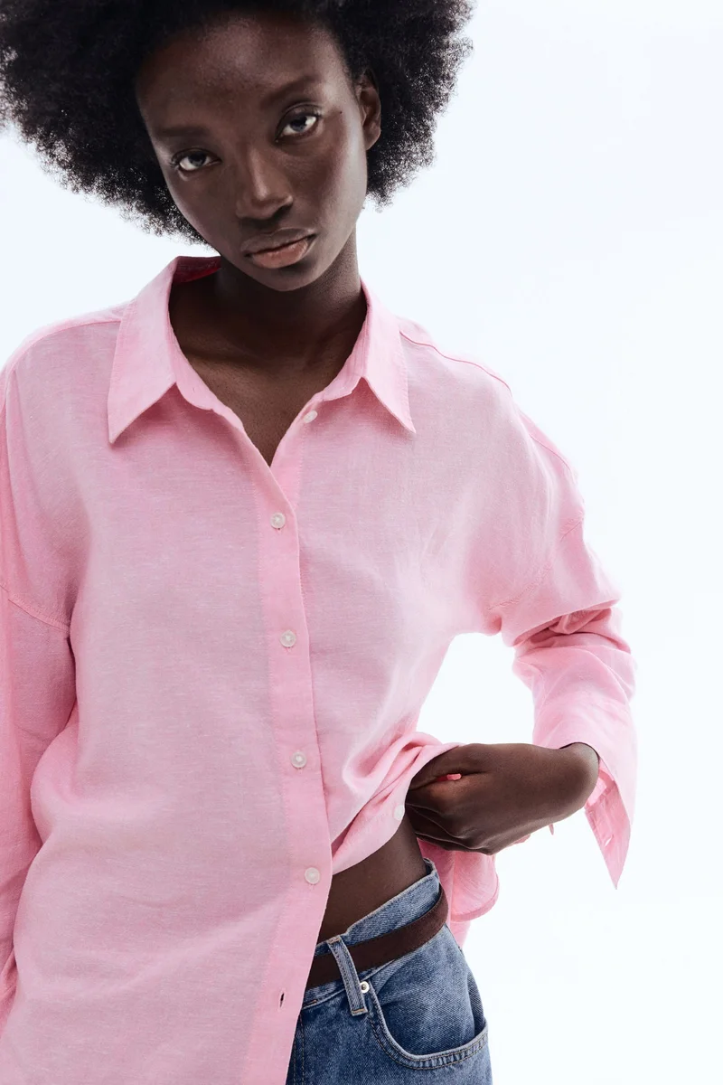 H&M Oversized linen-blend shirt