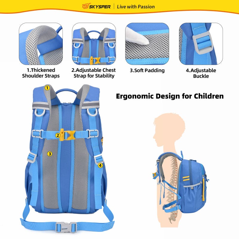 SKYSPER Kids Backpack 12L Children School Bag Child Boy Girl Pack Ages 4-8 for Traveling Day Trips Classes Camping(Blue) - Image 4