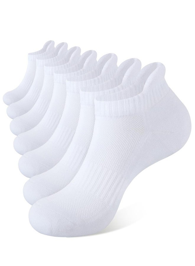 CLOSEMATE 7 Pairs Ankle Athletic Running Socks for Men Women - Comfortable Cotton Cushioned and Anti-Blister(7White, Size S) - Image 1