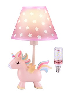 Cute Unicorn Lamp For Girls Bedroom Kids Bedside Table Lamp With 3Color Mode Led Blub & Shade Unicorn Night Light Gifts For Girls Kids Bedroom Decor Plug In Pink Lamps For Baby Nursery Decor