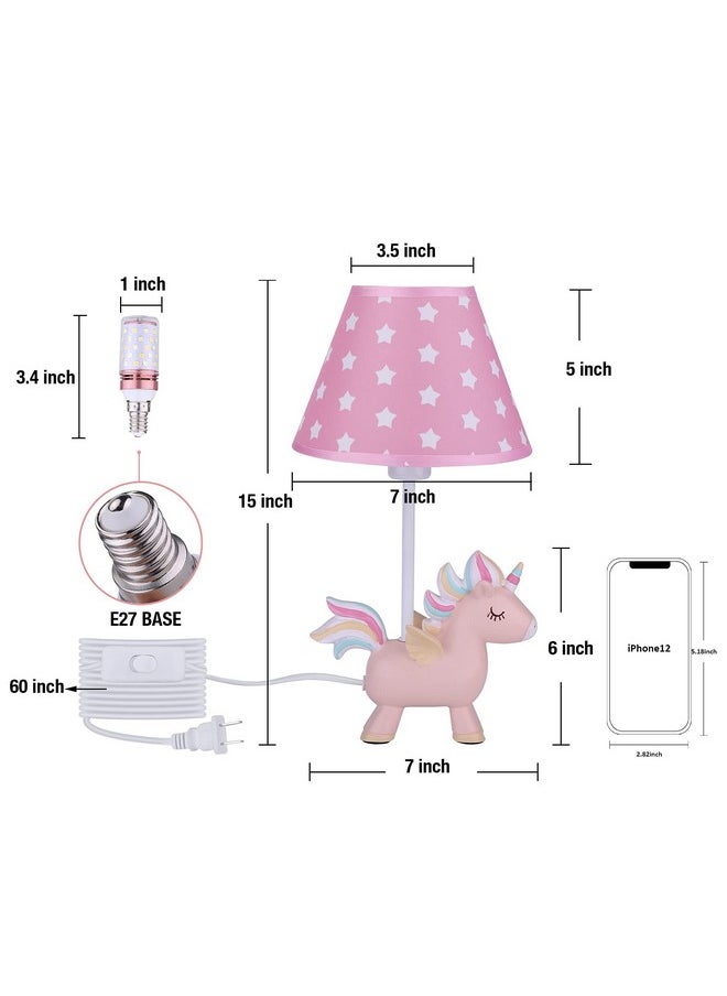 JYPS - Cute Unicorn Lamp For Girls Bedroom Kids Bedside Table Lamp With 3Color Mode Led Blub & Shade Unicorn Night Light Gifts For Girls Kids Bedroom Decor Plug In Pink Lamps For Baby Nursery Decor - Image 1