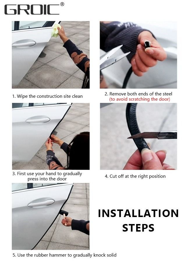 GROIC - 5M Car Door Edge Guards U Shape Edge Trim Rubber Seal Protector Car Protection Door EdgeBumper Strip Fit for Most Car,Car Door Rubber Seal Strip - Image 1