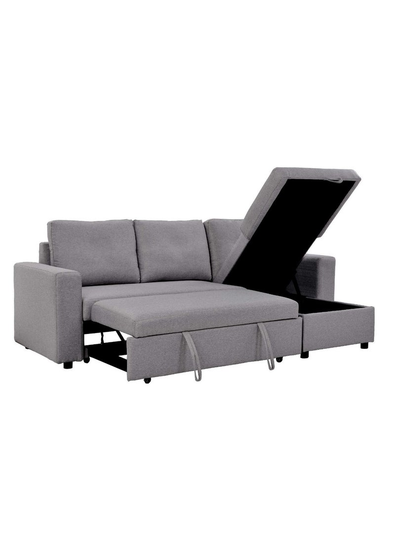 KARNAK Hunter 3 Seater Diwan Sofa Bed With Cushions L-shaped Storage Space Convertible Living Room Furniture - Ligth Beige - Image 3