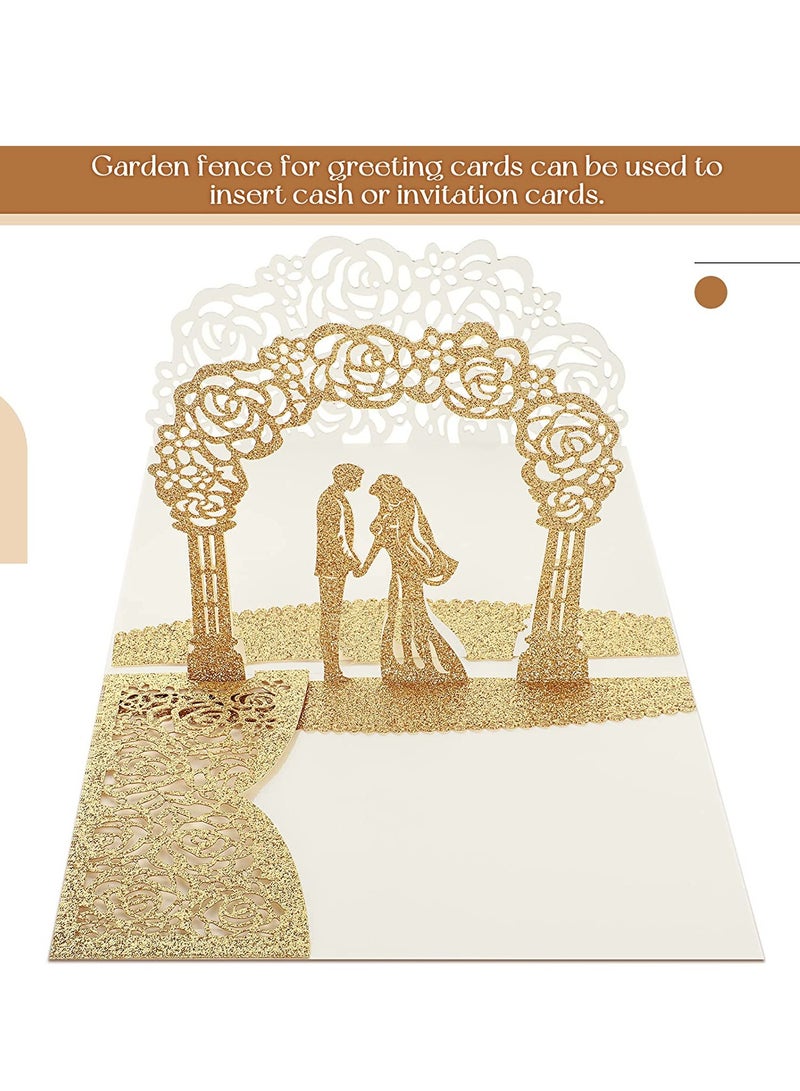 Wedding Pop-up Card Set 3D Greeting Anniversary Romantic Congratulations with Envelope - Image 2