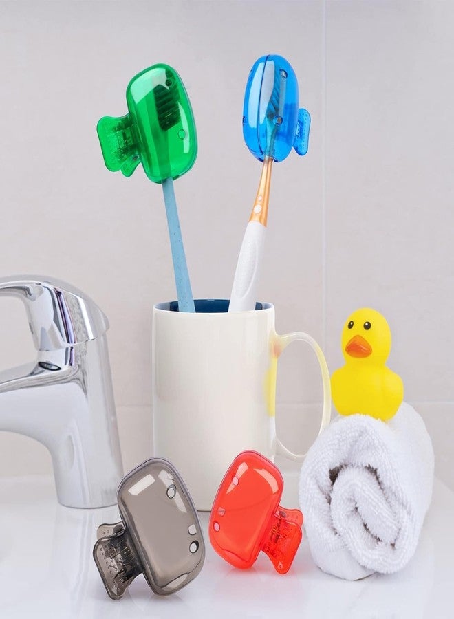 HCN Travel Toothbrush Head Covers Toothbrush Protector Cap Brush Pod Case Protective Portable Plastic Clip for Household Travel, Camping, Bathroom, School (Multicolor) (Pack of 1) (pcs 4) - Image 3