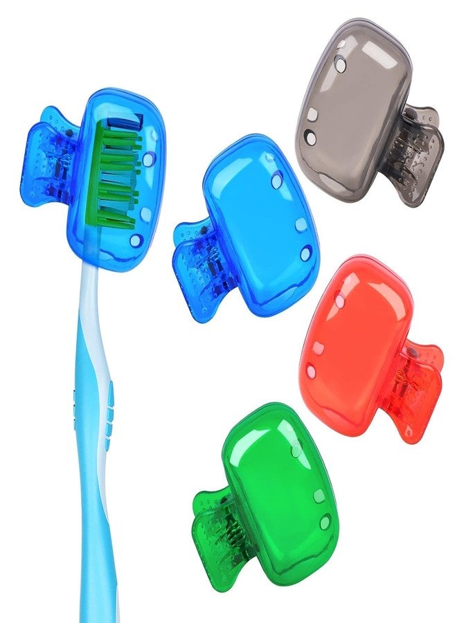 HCN Travel Toothbrush Head Covers Toothbrush Protector Cap Brush Pod Case Protective Portable Plastic Clip for Household Travel, Camping, Bathroom, School (Multicolor) (Pack of 1) (pcs 4) - Image 1