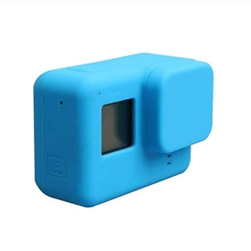 Action Pro Silicone Rubber Case + Lens Protective Cap Cover Compatible with GoPro-7/6/5 Action Camera (Blue) - Image 1
