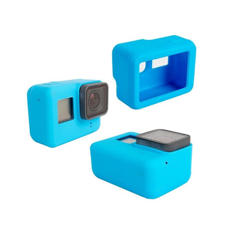 Action Pro Silicone Rubber Case + Lens Protective Cap Cover Compatible with GoPro-7/6/5 Action Camera (Blue) - Image 2