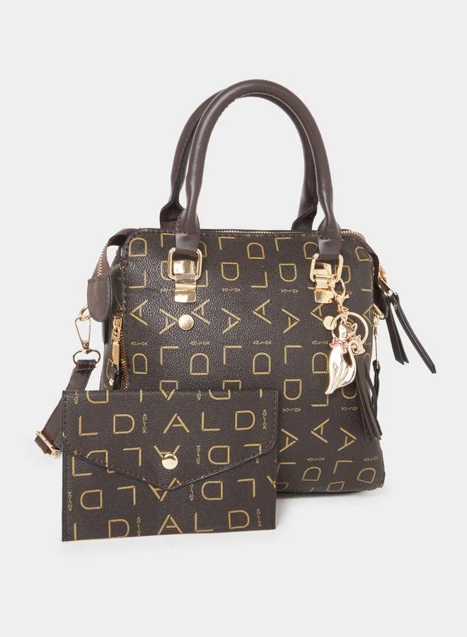 تايك تو Take Two Printed Handbag with Purse and Dropped Charm