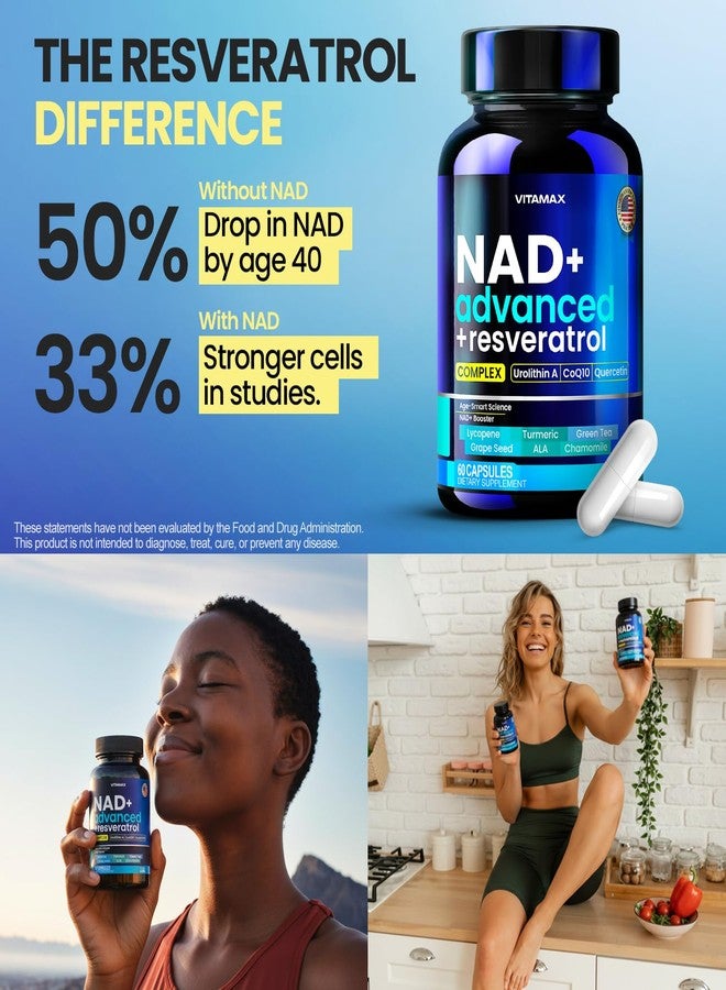 Vitamax Liposomal NAD+ Supplement Extra Strength | Urolithin A, Resveratrol, CoQ10 - Women & Men - ALA, Green Tea, Quercetin, Lycopene | High Purity, Energy & Regeneration - Made in USA – 60ct - Image 3