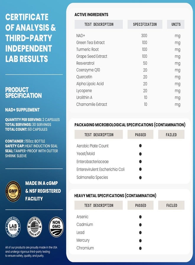 Vitamax Liposomal NAD+ Supplement Extra Strength | Urolithin A, Resveratrol, CoQ10 - Women & Men - ALA, Green Tea, Quercetin, Lycopene | High Purity, Energy & Regeneration - Made in USA – 60ct - Image 5