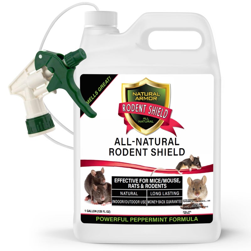 Natural Armor Peppermint Repellent for Mice/Mouse, Rats & Rodents. Natural Spray for Indoor & Outdoor Use. Natural Armor Rodent Shield. 128 OZ Gallon - Image 1