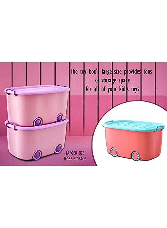 Ash & Roh® Large Plastic Stackable Toy Chest Organizer Storage Rectangular Box with Lid for Kids, Multicolor (2 PACK) - Image 3