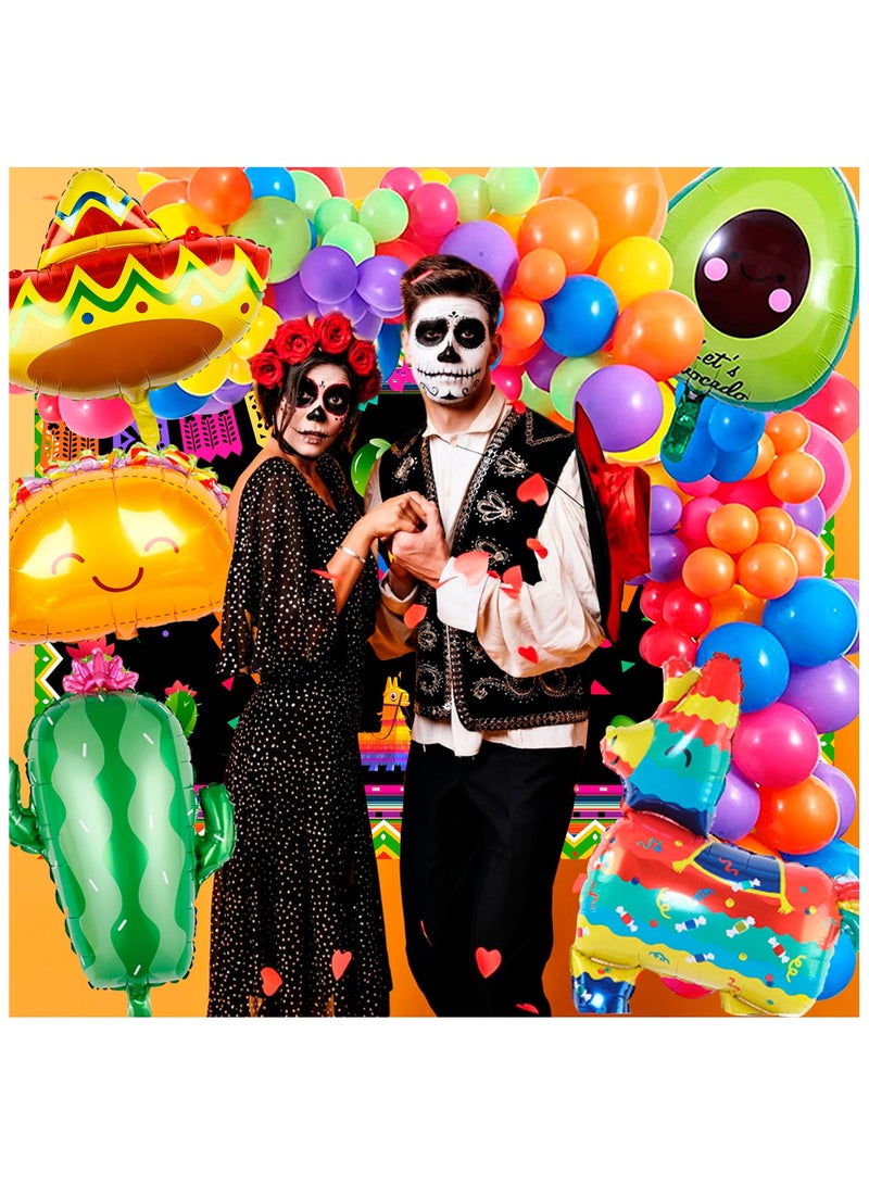 FRUITFUL PARTY Mexican Fiesta Party Decorations,35pcs Fiesta Party Decorations Set - Mexican Themed Balloons,Taco Balloon,Cactus Llama Foil Balloons & Mayo Happy Birthday Backdrop etc Mexican Party Supplies Decorations  - Image 3