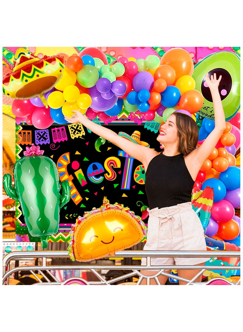 FRUITFUL PARTY Mexican Fiesta Party Decorations,35pcs Fiesta Party Decorations Set - Mexican Themed Balloons,Taco Balloon,Cactus Llama Foil Balloons & Mayo Happy Birthday Backdrop etc Mexican Party Supplies Decorations  - Image 4