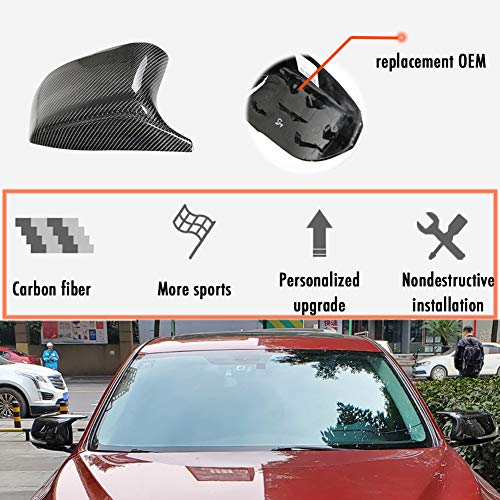 PGTOPONE Real Carbon Fiber Side Mirror Cover Caps for Infiniti Q50 Q50s Sedan 2014-2020 Q60 Q70 QX30 QX50 2015-2020 Side Door Wing Mirror Cap Covers Replacement OEM (Horn design style) - Image 2