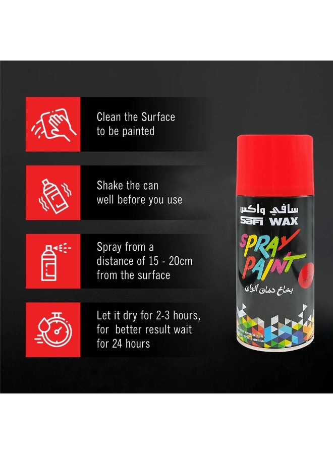Safi Wax Spray Paint Fire Red 73 | Quick-Dry High Gloss 400ML | For Cars, Wheels, Furniture, Wood, Metal & Walls | Strong Coverage & Long-Lasting Finish - Image 4