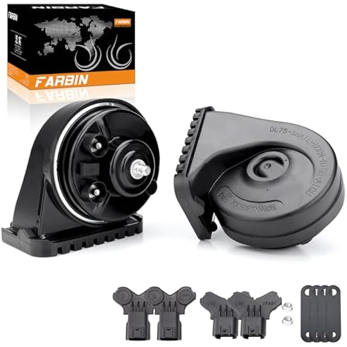 FARBIN Car Horn Compatible With HyundaiKia 12V Waterproof Auto Horn Loud HighLow Tone Electric Snail Horn With Protective Grill Black Horn With Plug For Hyundai - Image 1