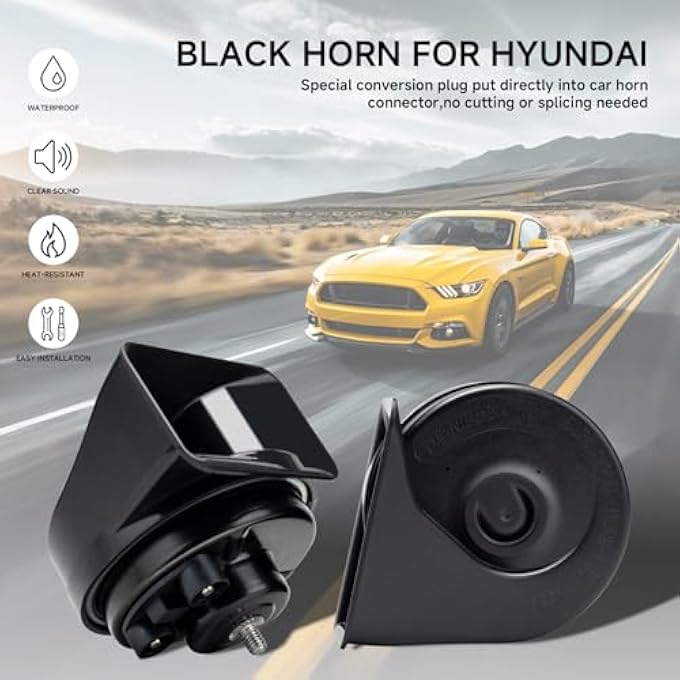 FARBIN Car Horn Compatible With HyundaiKia 12V Waterproof Auto Horn Loud HighLow Tone Electric Snail Horn With Protective Grill Black Horn With Plug For Hyundai - Image 3