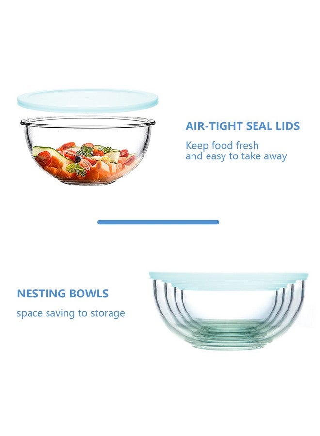 WhiteRhino WhiteRhino 8 Piece Glass Bowls with Lids, Heat Resistant Glass Mixing Bowls Set (3.7QT, 2.1QT, 1.1QT, 0.53QT), Clear Salad Bowls with BAP-Free Lids for Kitchen, Oven Microwave Dishwasher Safe  - Image 5