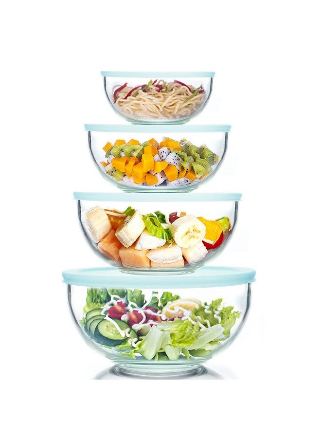 WhiteRhino WhiteRhino 8 Piece Glass Bowls with Lids, Heat Resistant Glass Mixing Bowls Set (3.7QT, 2.1QT, 1.1QT, 0.53QT), Clear Salad Bowls with BAP-Free Lids for Kitchen, Oven Microwave Dishwasher Safe  - Image 1