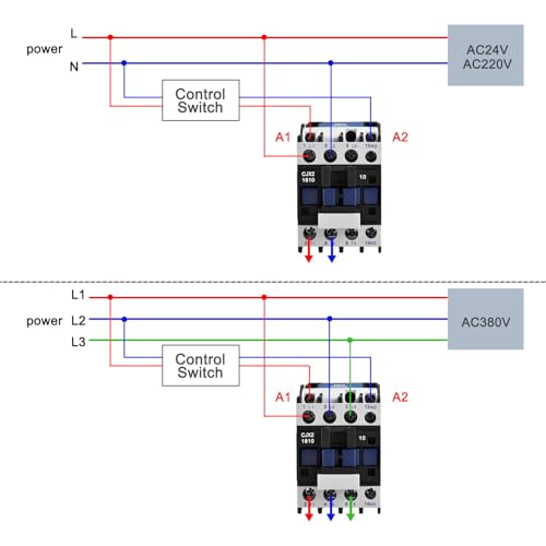 Heschen AC Contactor, CJX2-1210, 220V 50/60Hz Coil, 3P, 3 Pole, Normally Open, Ie 12A, Ue 380V - Image 4