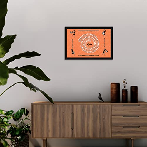 ArtX Paper Warli Indian Village Mandala Art Framed Wall Art Painting, Multicolor, Abstract, Set of 1 (18.5 X 12.5 inches) - Image 3
