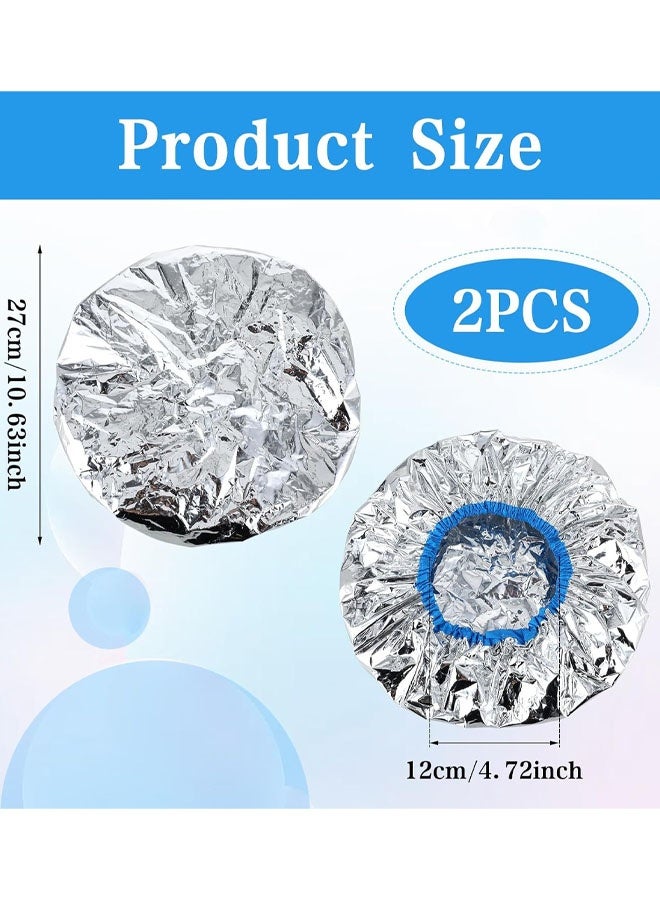 2 PCS Heat Cap For Deep Conditioning Hair Cap For Oil Treatment Double Layer Aluminum Foil Heat Cap Reusable Steam Cap Processing Caps Shower Cap For Long Thick Hair Dyeing Home Salon - Image 2