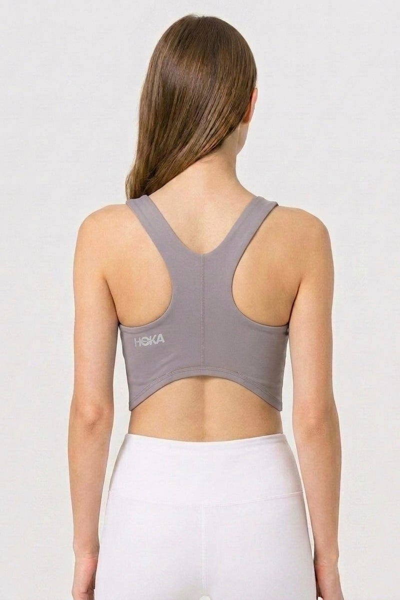Hoka Women Brand Logo Padded Sports Bra, Mauve - Image 5
