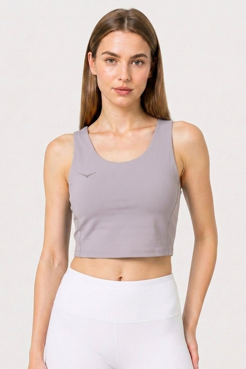 Hoka Women Brand Logo Padded Sports Bra, Mauve - Image 1