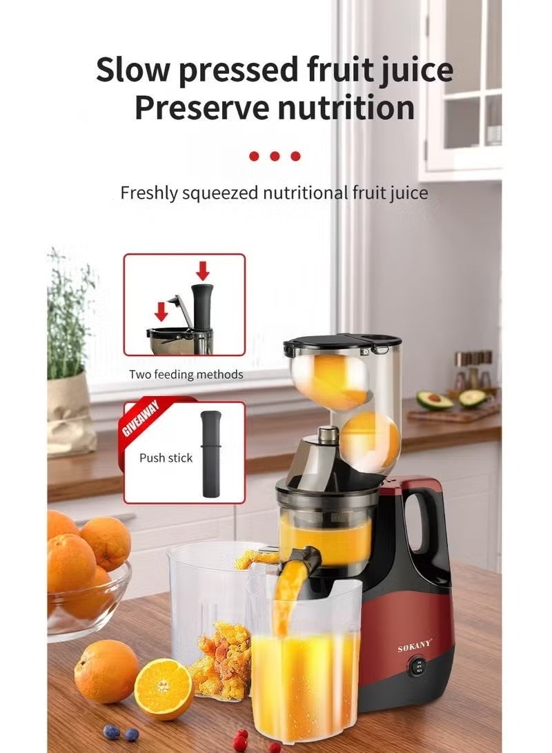 سوكاني عصّارة بطيئة (Cold Press) بتقنية العصر البارد – عالية الإنتاجية للفواكه والخضروات والمكسرات - Image 4