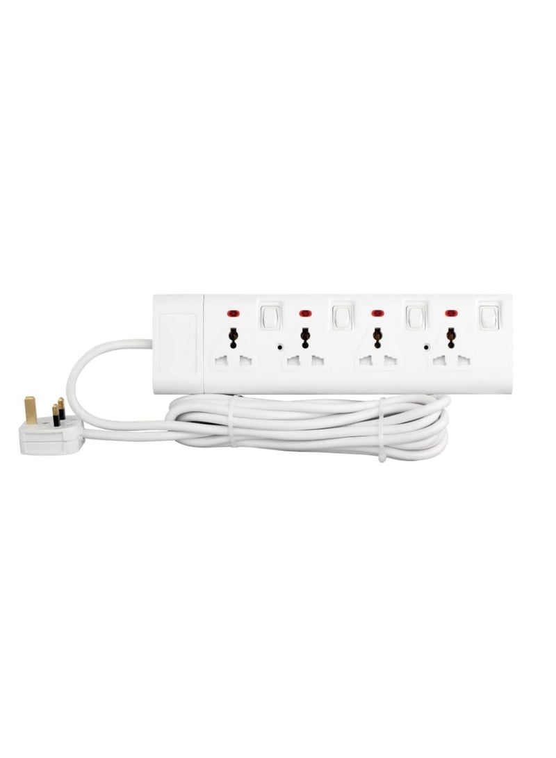 إيكون مقبس تمديد طاقة عالمي بأربعة اتجاهات مع مؤشرات مفاتيح فردية وكابل 3 متر - Image 2