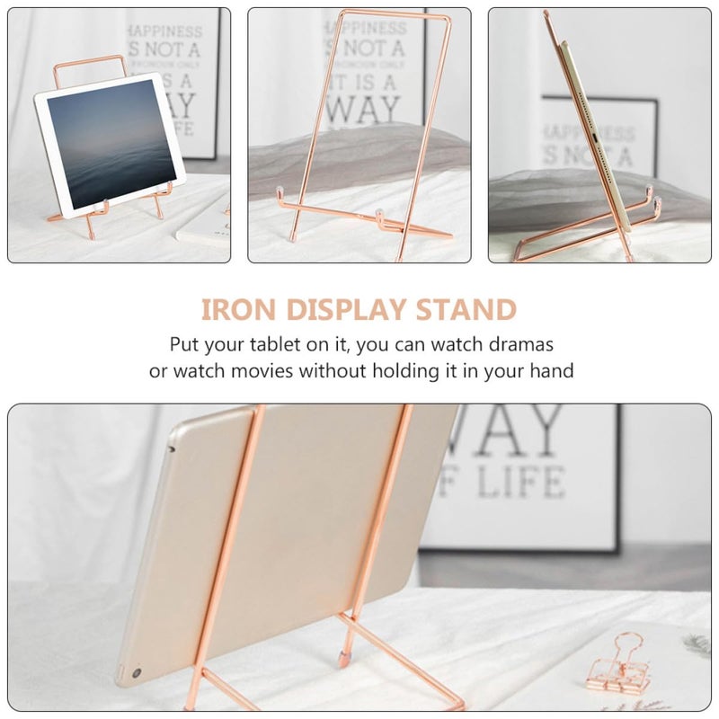 Rose Gold Metal Desktop Stand Holder For Tablet Ipad Artwork Display Minimalist Nordic Style - Image 5
