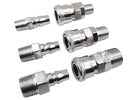 LBY Air Coupler and Plug Kit Industrial Type C Air Hose Fittings Compressor Pneumatic Connector SM203040 PM203040 QuickConnect Accessories Kit Pack of 6 - Image 1