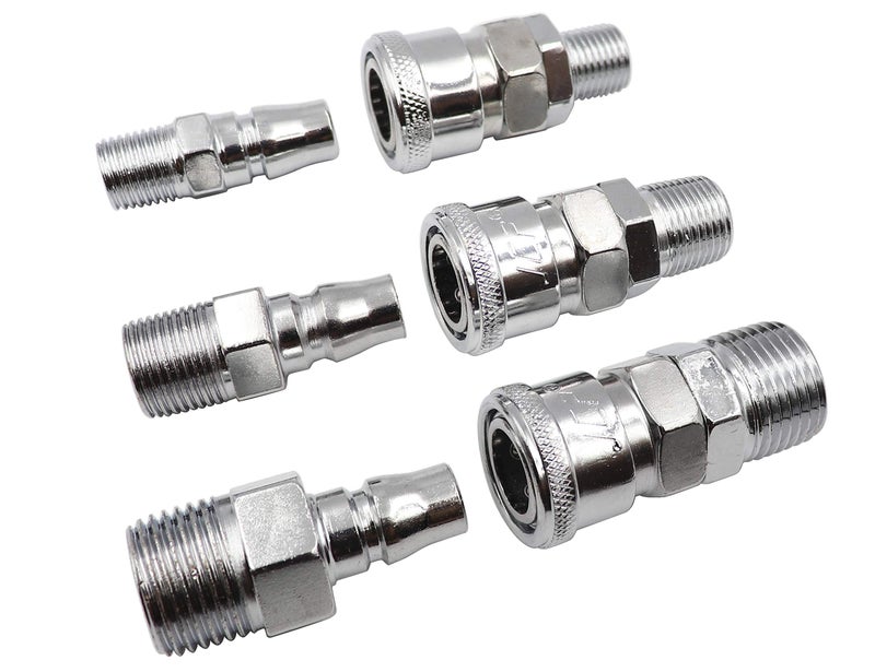 LBY Air Coupler and Plug Kit Industrial Type C Air Hose Fittings Compressor Pneumatic Connector SM203040 PM203040 QuickConnect Accessories Kit Pack of 6 - Image 2