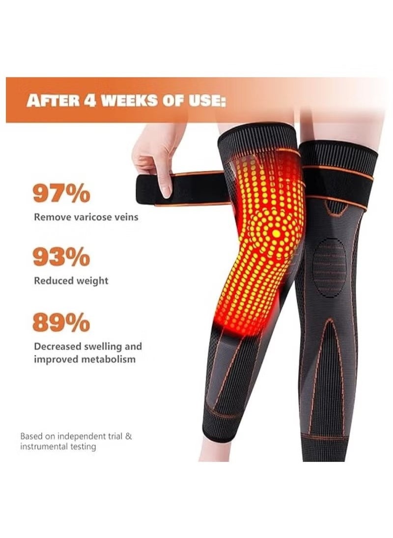 Beauenty Leg Compression Sleeve Full Leg 2 Pack Long Self-Heating Knee Brace for Men Women Knee Support Protector for Running Weightlifting Workout and other Sport Size L  - Image 2