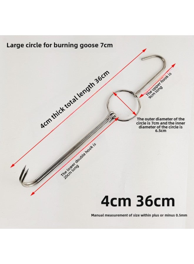 Factory Direct Kitchen Commercial Hook And Loop Roast Hook Rack Roast Chicken Roast Meat Hook Roast Duck Roast Duck Roast Goose Stainless Steel Fork-Color:Burnt Goose Hook 4cm 36cm Large Circle 7cm 10 Pieces  - Image 1