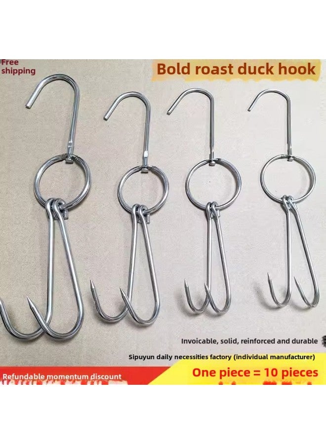 Factory Direct Kitchen Commercial Hook And Loop Roast Hook Rack Roast Chicken Roast Meat Hook Roast Duck Roast Duck Roast Goose Stainless Steel Fork-Color:Burnt Goose Hook 4cm 36cm Large Circle 7cm 10 Pieces  - Image 2