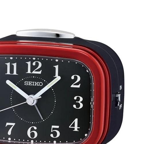 SEIKO Classic Rectangular Matt Finish Red Color Plastic Case Bell Alarm Snooze Lumibrite Table Clock for Office Desk Home Decor Gifts (Size: 9.9 x 6.1 x 8.4 CM | Weight: 200 Gram) QHK060QN - Image 4
