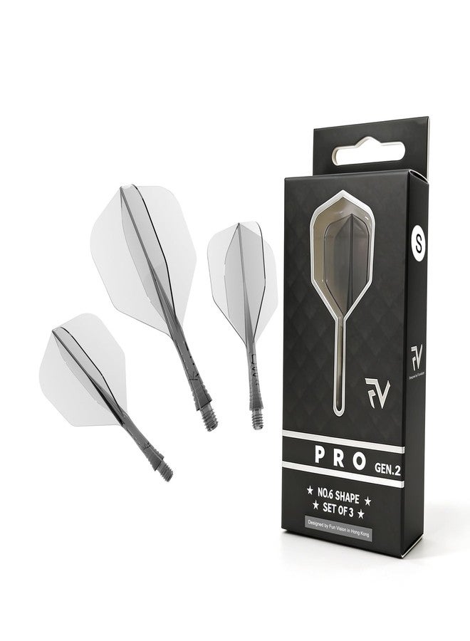 FunVision Pro Darts Flight, Integrated Dart Flights and Shafts- No.6, Flight & Shaft System, Professional Darts Accessories (3PCs | Short 19mm |Grey) - Image 1