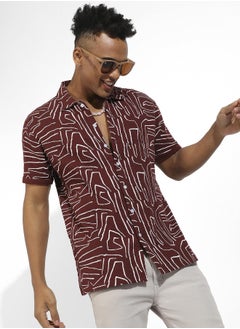 Instafab Plus Abstract Lines Print Shirt  - Image 1