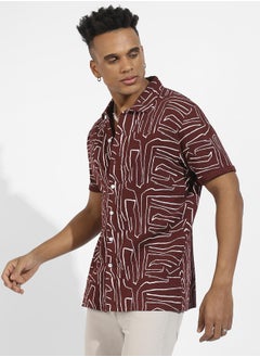 Instafab Plus Abstract Lines Print Shirt  - Image 3