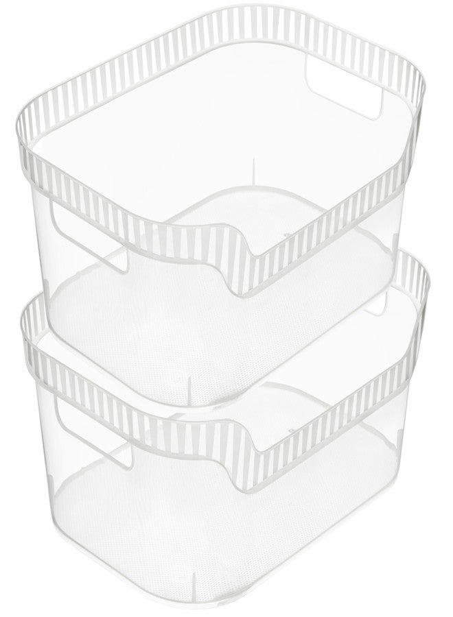 Tribello Clear Plastic Storage Bins for Pantry - Medium 13” X 9” X 5” Pantry Organization and Storage Bins for Bathroom, Closet Shelves Organizer Bins - 2 Pack