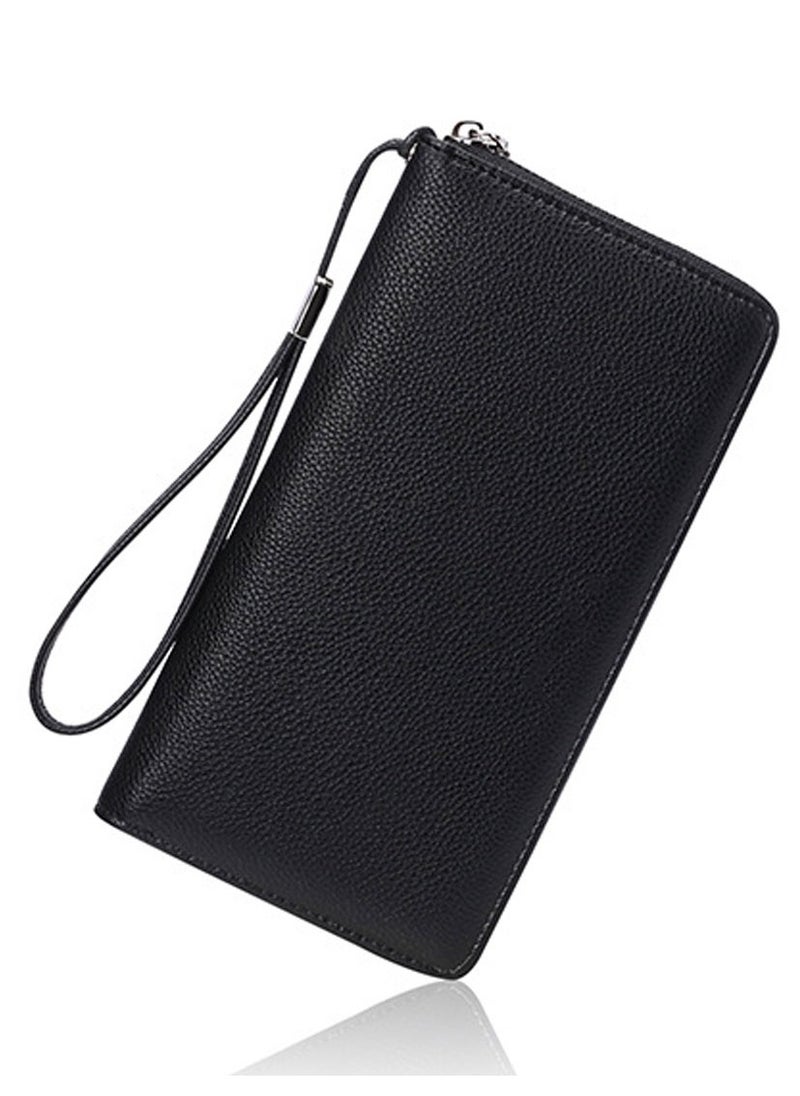 SYOSI - PU Leather Women's Wallets RFID Blocking Bifold Zipper Pocket Card Holder with 17 Card Slots Multi-Function Bifold Zipper Clutch Purse Large Capacity Card Holder with RFID for Girls Classic Black - Image 1