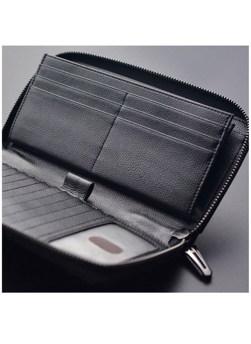 SYOSI - PU Leather Women's Wallets RFID Blocking Bifold Zipper Pocket Card Holder with 17 Card Slots Multi-Function Bifold Zipper Clutch Purse Large Capacity Card Holder with RFID for Girls Classic Black - Image 1