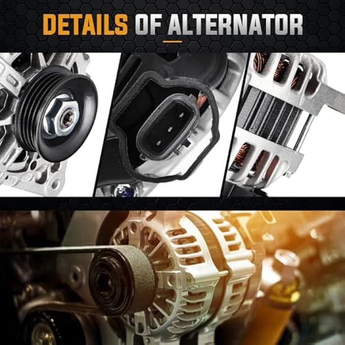 ILONPA Alternator Replacement Compatible with 2007-2012 Hyundai Elantra 2.0 2L, 2007 2008 2009 Kia Spectra/Spectra5 2.0 2L, 2010 2011 Kia Soul 2.0 2L Replace AVA0102, 400-46020, 37300-23650, 2655635, 600162 - Image 3
