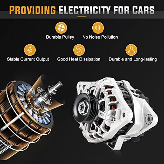 ILONPA Alternator Replacement Compatible with 2007-2012 Hyundai Elantra 2.0 2L, 2007 2008 2009 Kia Spectra/Spectra5 2.0 2L, 2010 2011 Kia Soul 2.0 2L Replace AVA0102, 400-46020, 37300-23650, 2655635, 600162 - Image 5