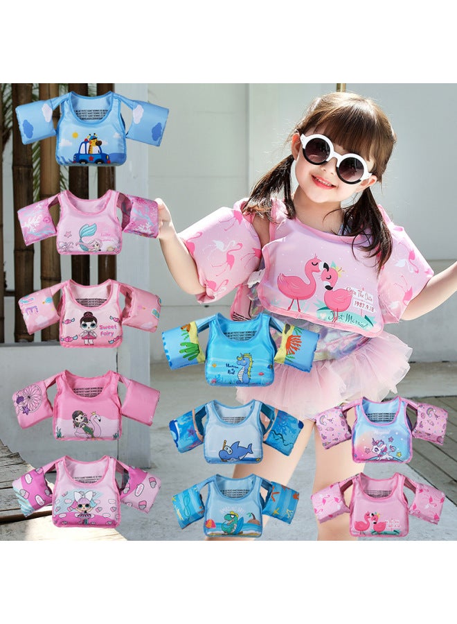Generic Cartoon Children's Swimsuit Swimming Arm Ring Floating Ring Swimming Ring Life Jacket Water Sleeve Buoyancy Vest Swimming-Color:Vest Bow Doll  - Image 2