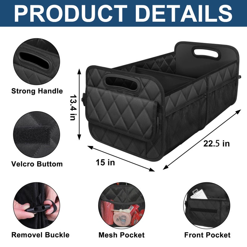 Deosk Car Trunk Organizer and Storage with 6 Big Pockets, Waterproof Polyester Trunk Organizer for SUV, Minivan, Truck (Large, Black) - Image 3